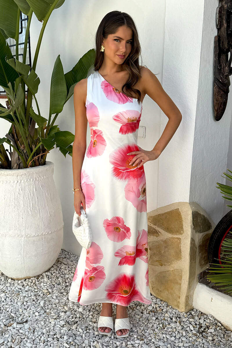 Pink Floral Midi Dress