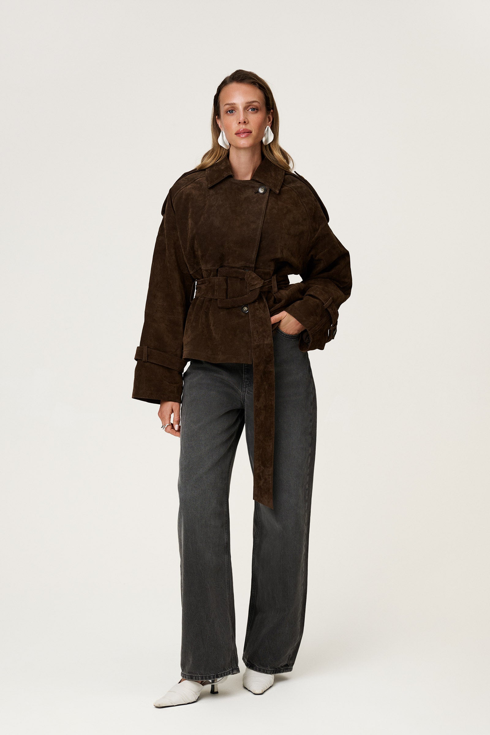 Belted Suede Coat