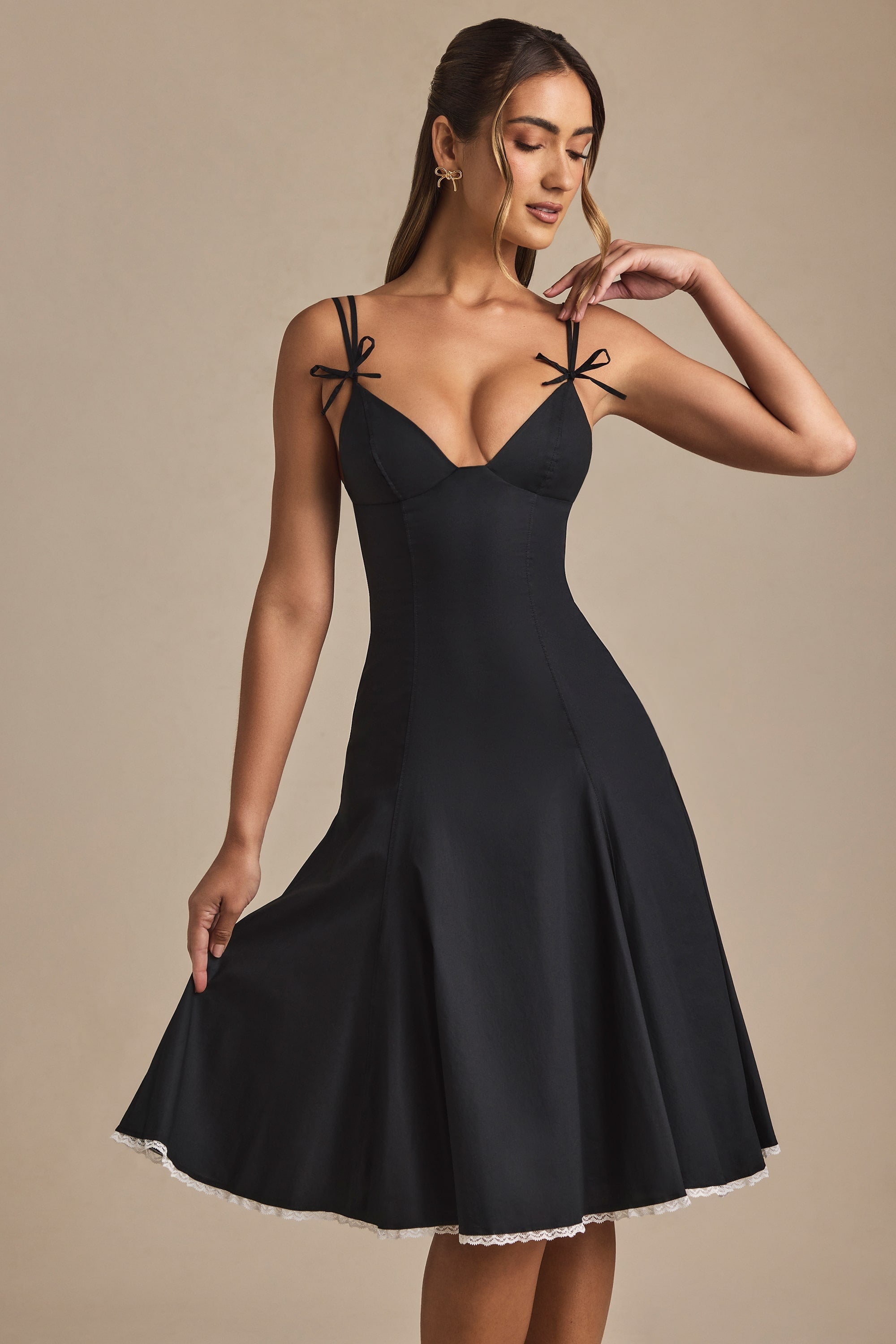 Bow-Detail Midi Dress