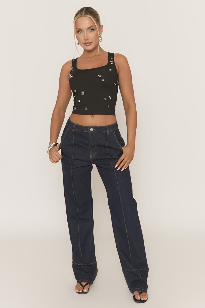 Black Rib Tank Top