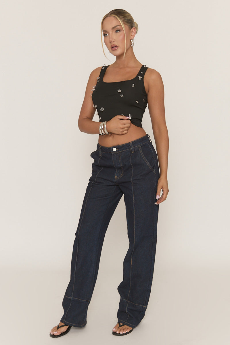 Black Rib Tank Top