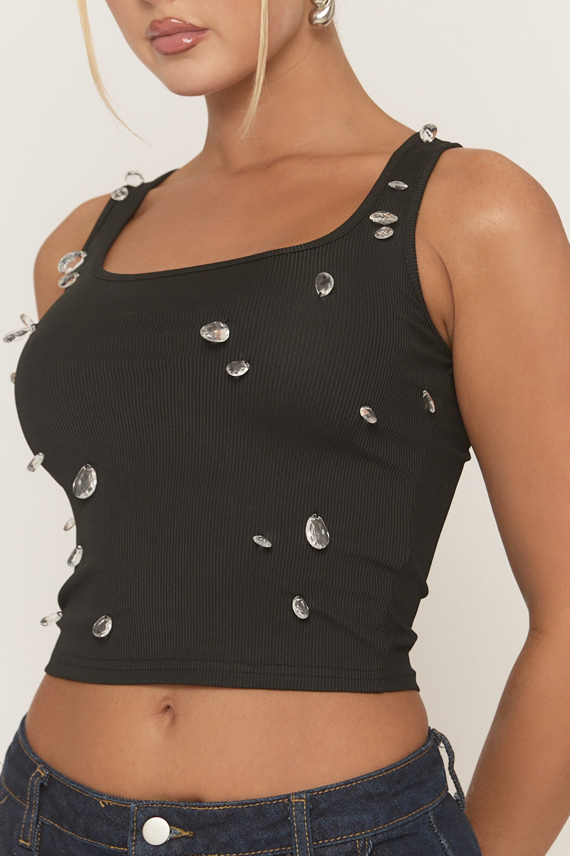 Black Rib Tank Top