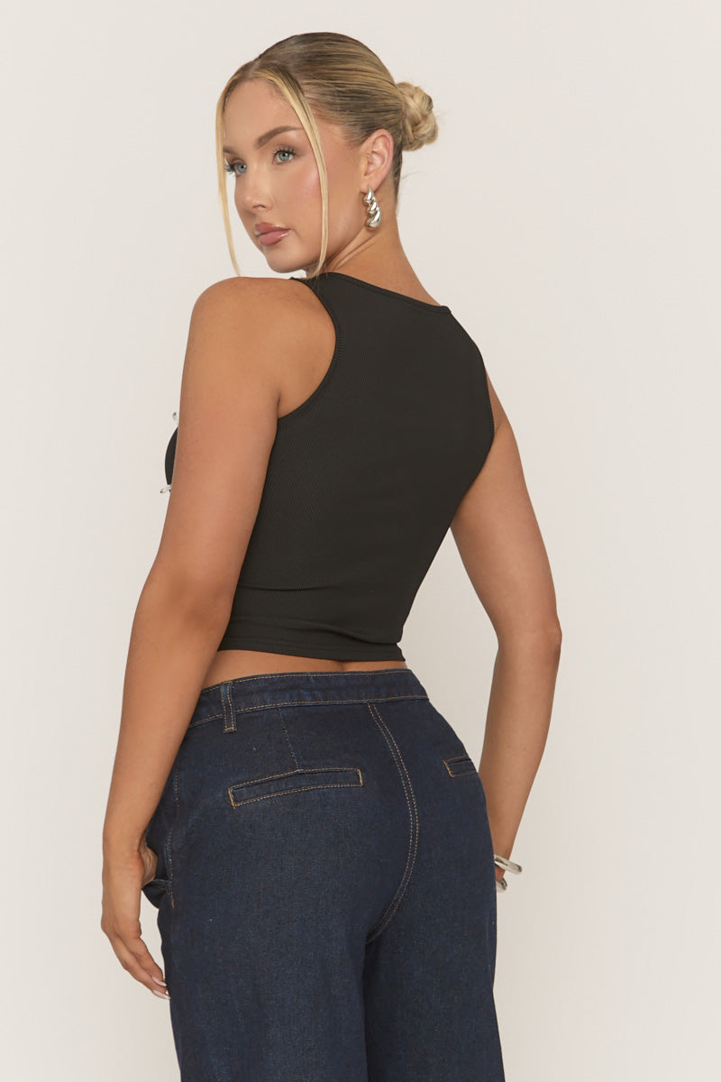 Black Rib Tank Top
