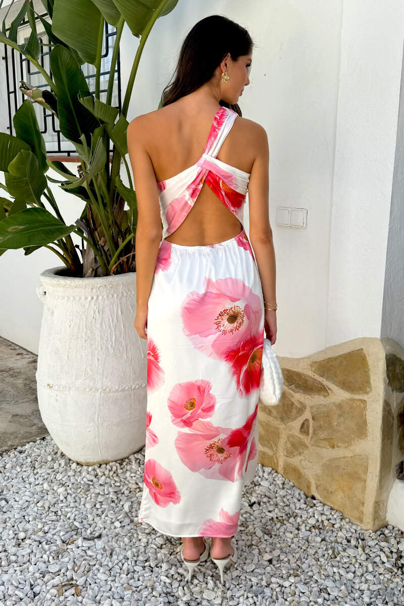 Pink Floral Midi Dress