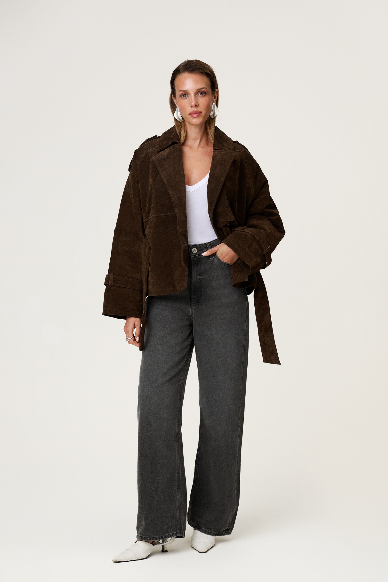 Belted Suede Coat