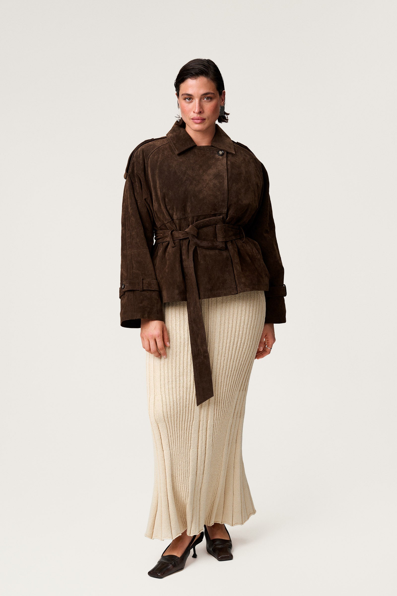 Belted Suede Coat