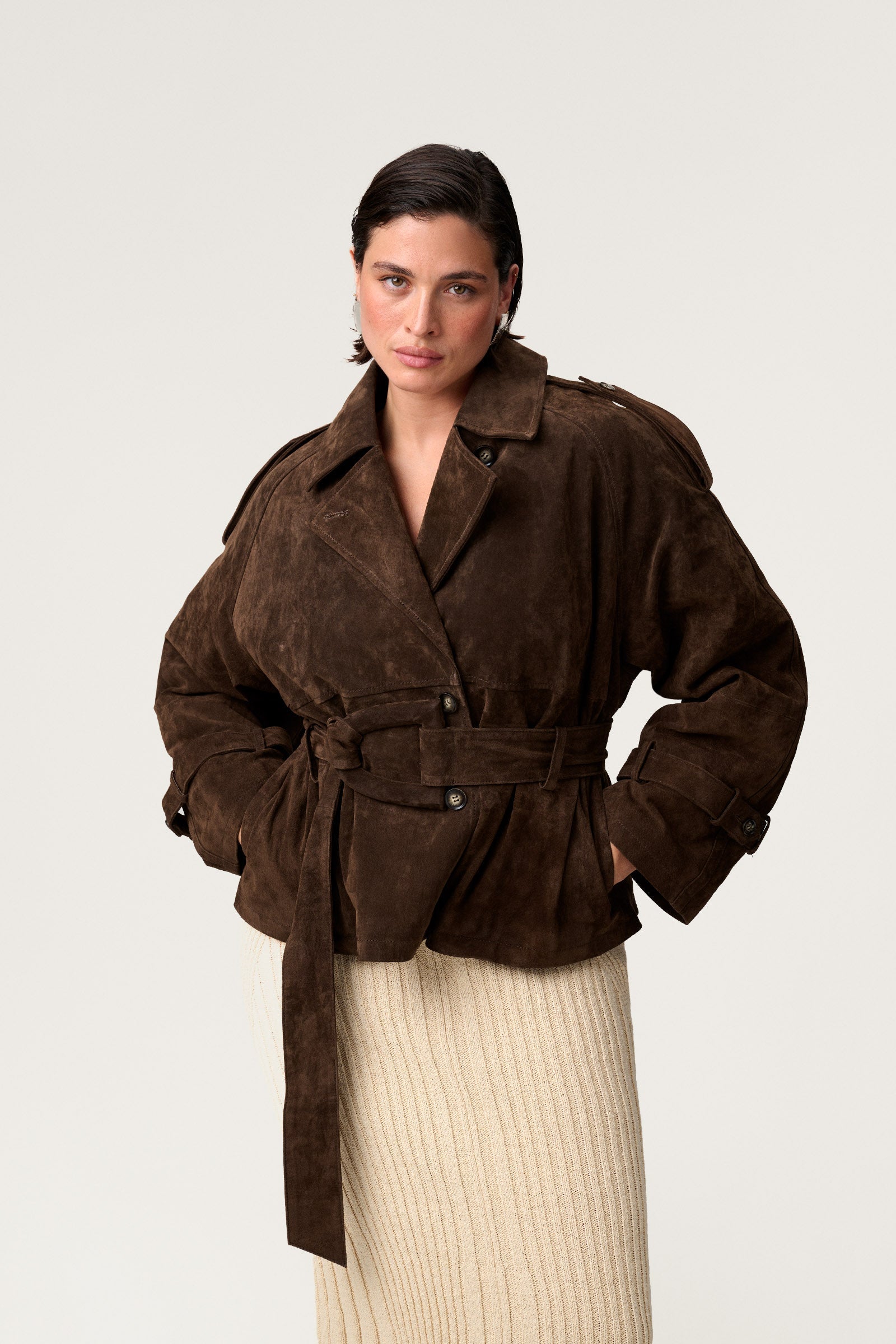 Belted Suede Coat
