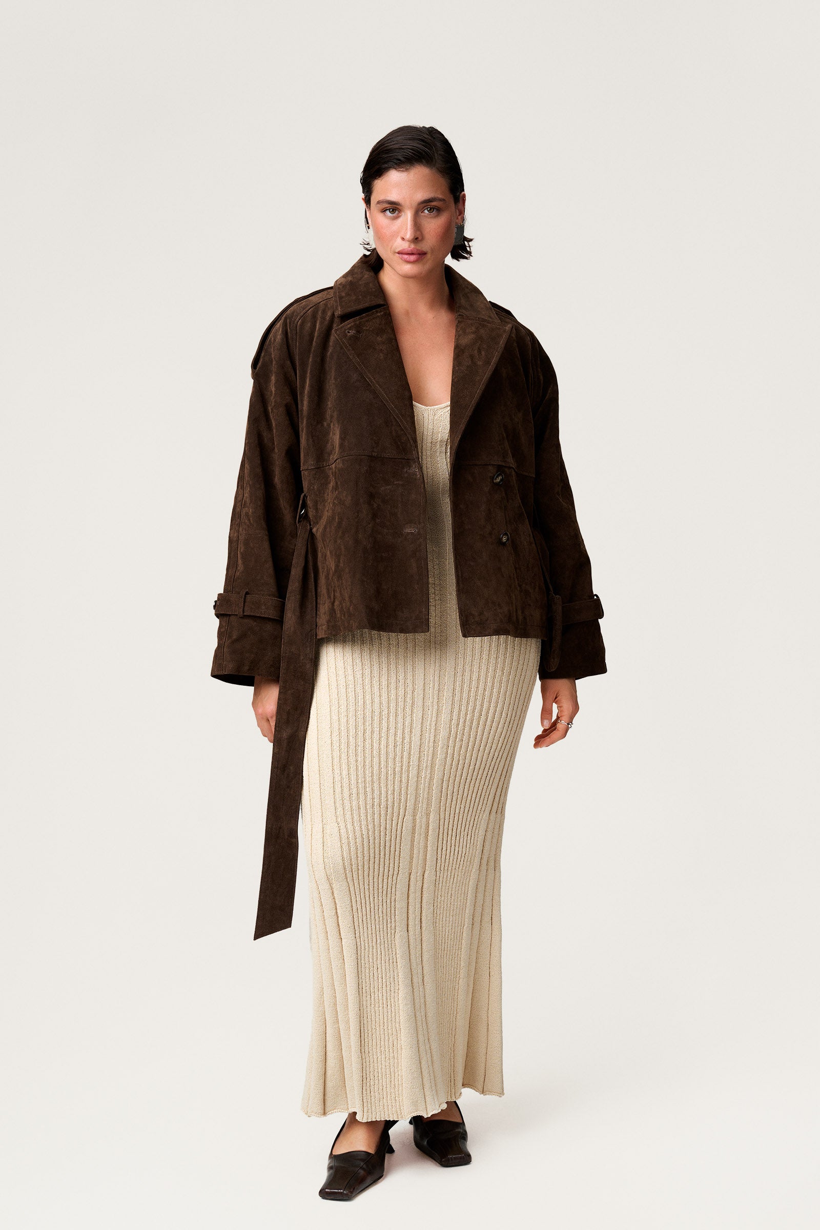 Belted Suede Coat